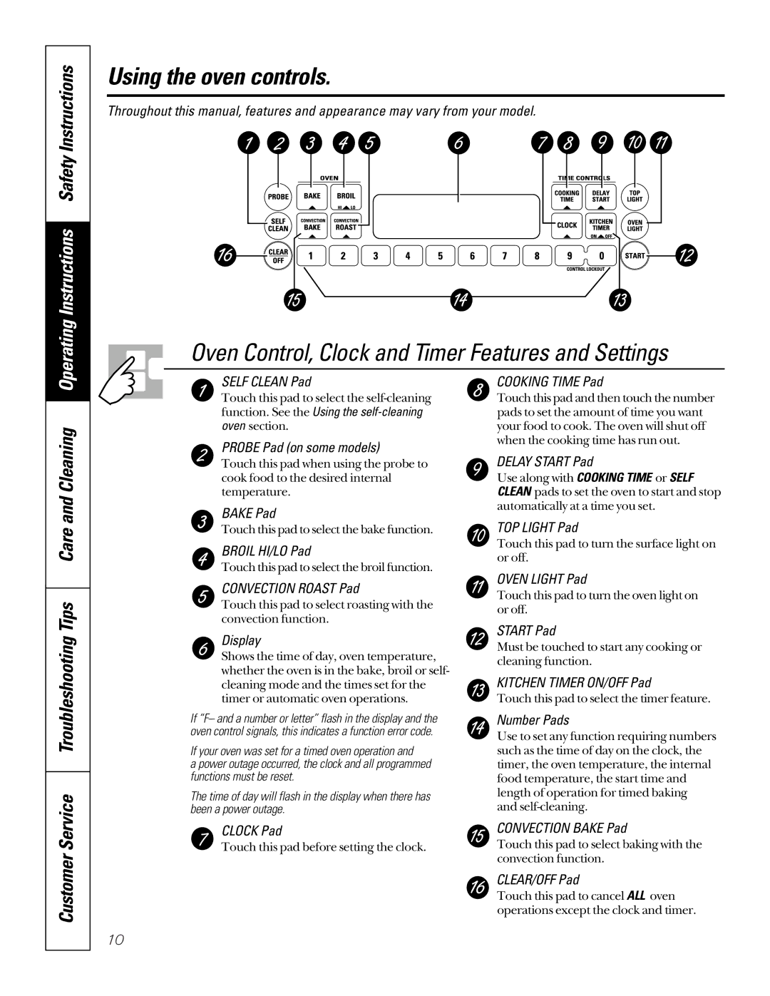 GE 49-8973-2 01-00 JR, 164D3333P200-3 Using the oven controls, Troubleshooting Tips Care and Cleaning, Customer Service 