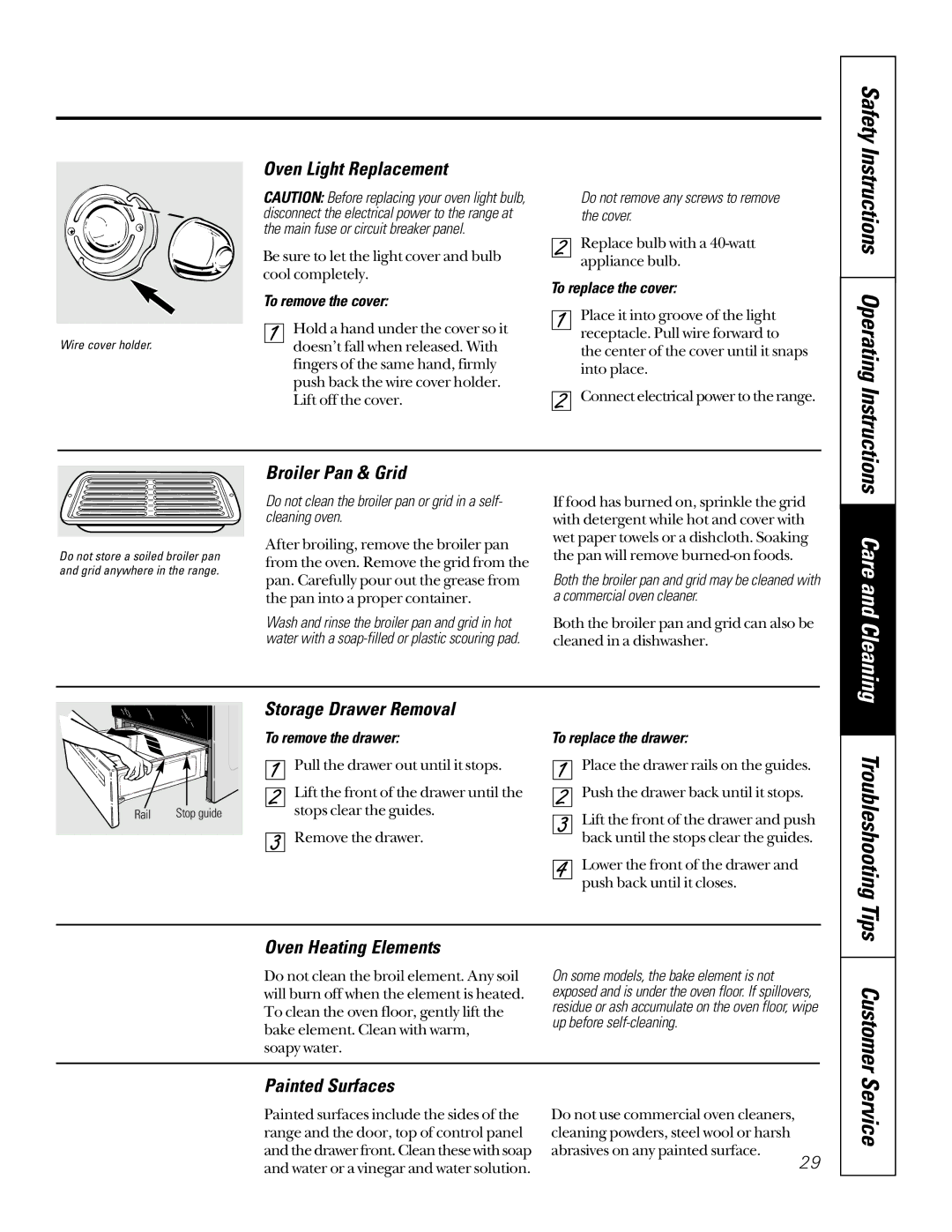 GE 164D3333P200-3, 49-8973-2 01-00 JR manual Care and Cleaning 