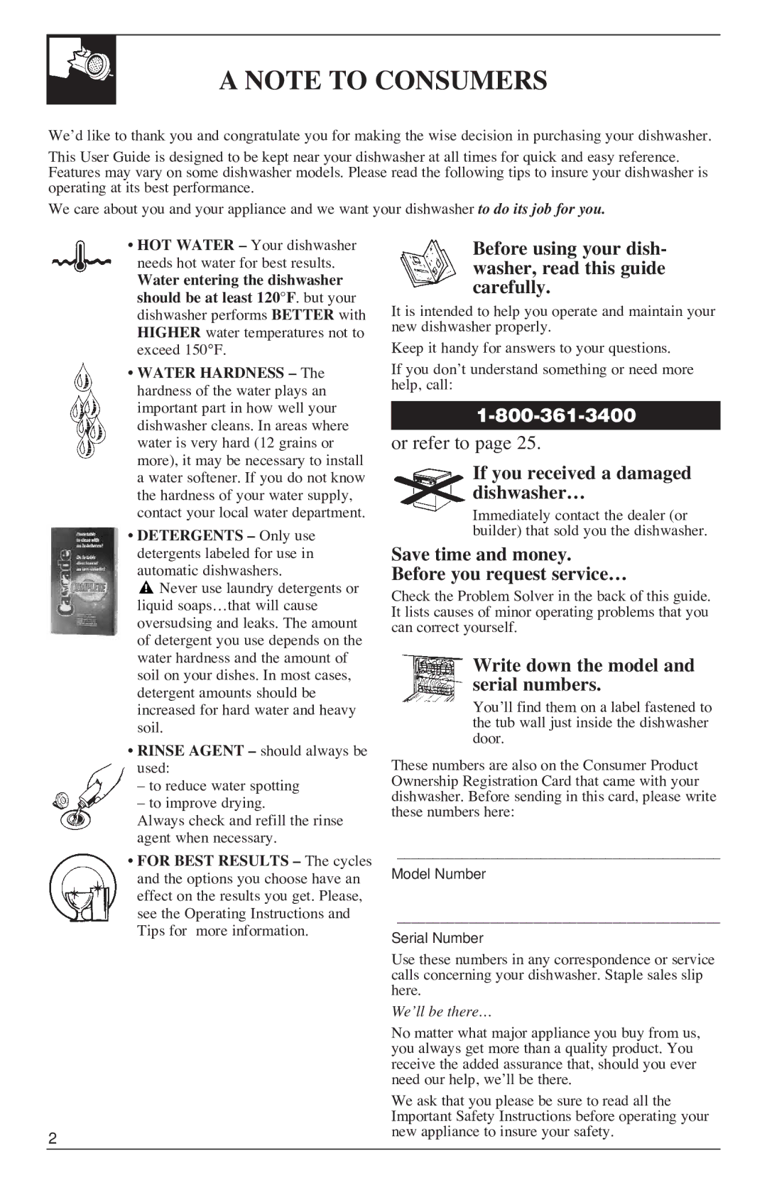 GE 500A200P047 installation instructions If you received a damaged dishwasher… 