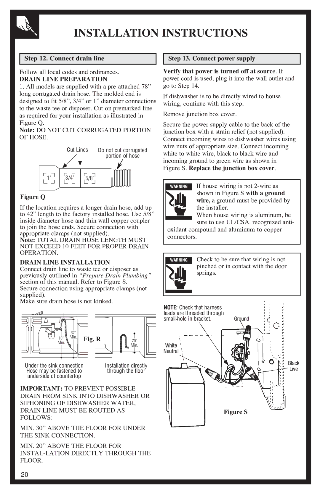 GE 500A200P047 installation instructions Connect drain line, Follow all local codes and ordinances, Installer 