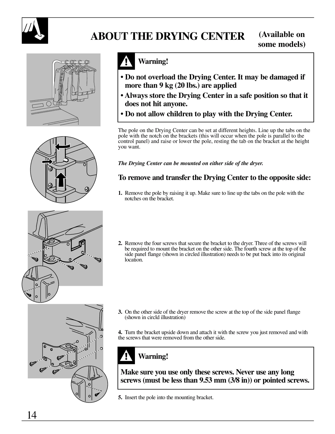 GE 500A280P012 operating instructions About the Drying Center Available on 