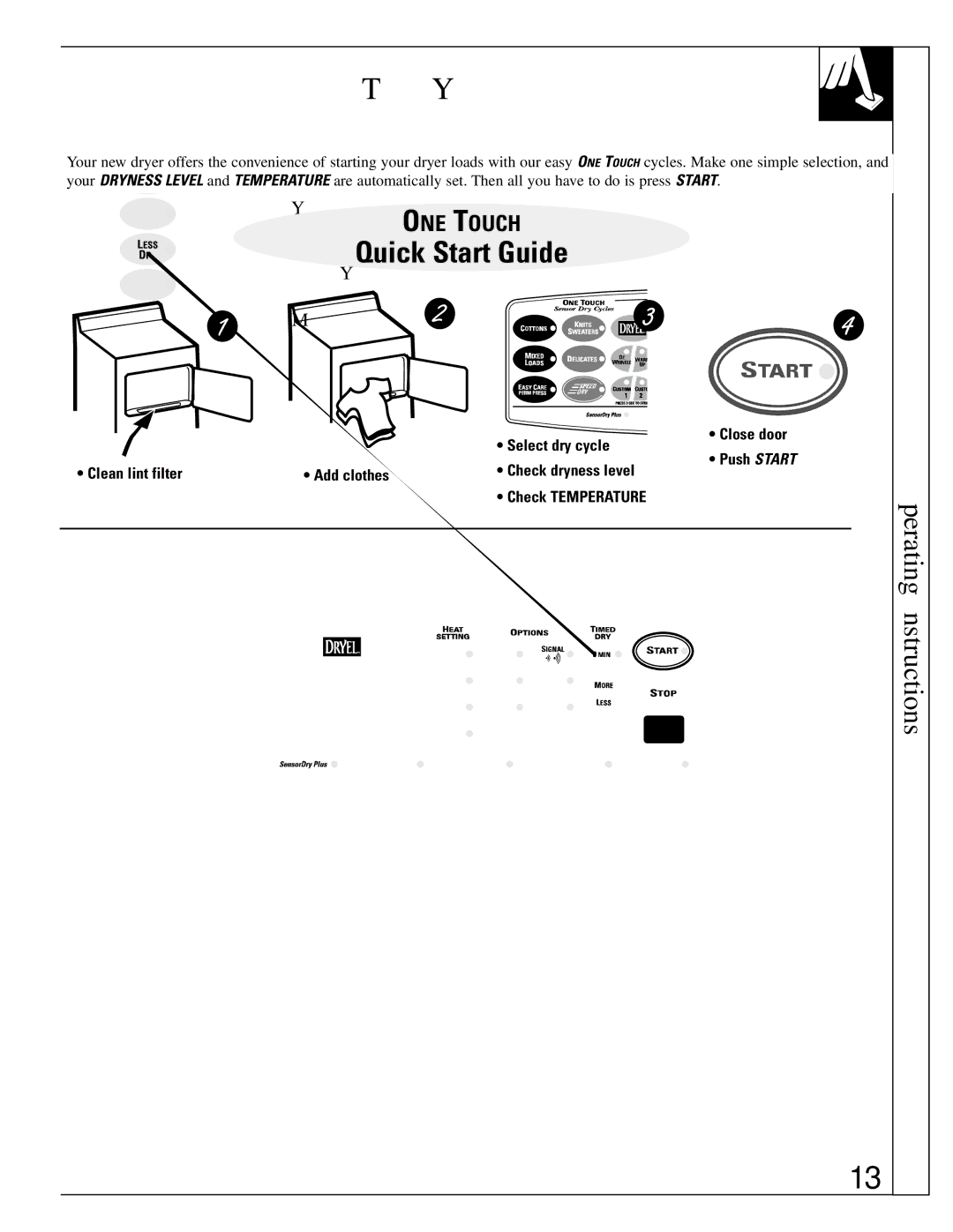 GE 500A280P013 operating instructions About Dryness Levels, About Temperature 