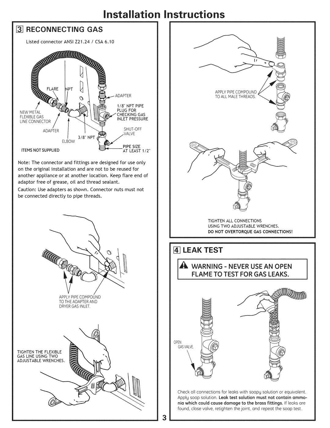 GE 500A436P006 installation instructions Leak Test 