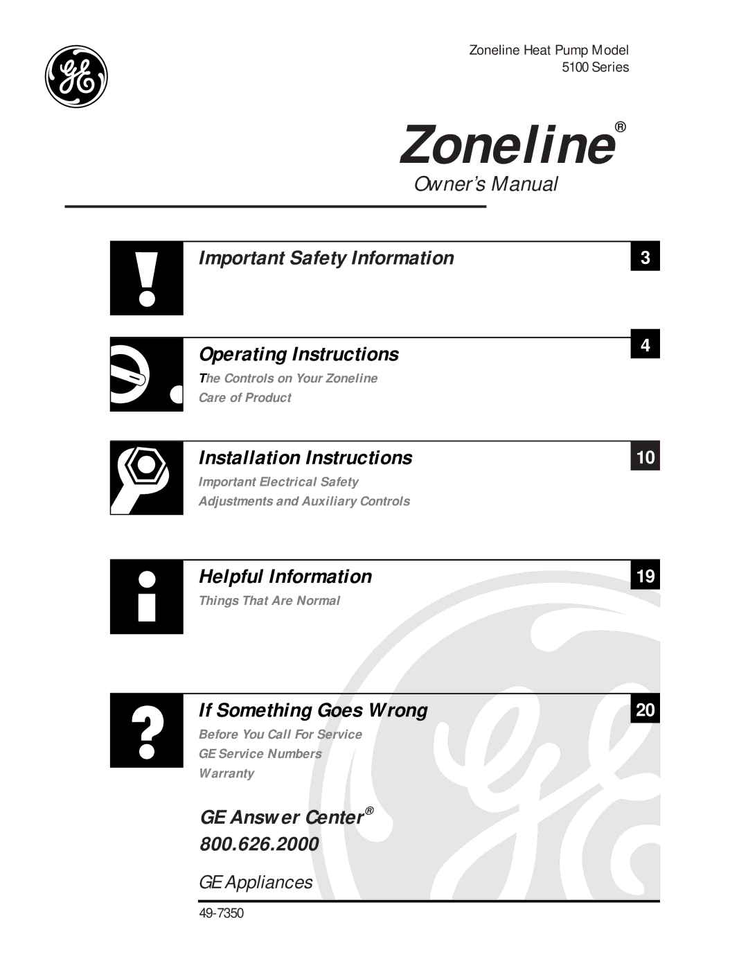 GE 5100 installation instructions Zoneline 