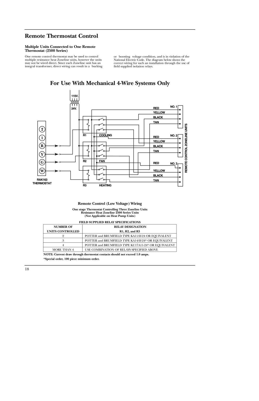 GE 5500 manual For Use With Mechanical 4-Wire Systems Only, Remote Control Low Voltage Wiring, R1, R2, and R3 