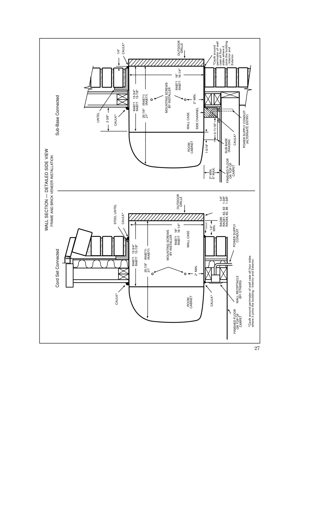 GE 5500 manual Wall Section Detailed Side View, Room Cabinet, Room Wall Case Cabinet, Side Channel 