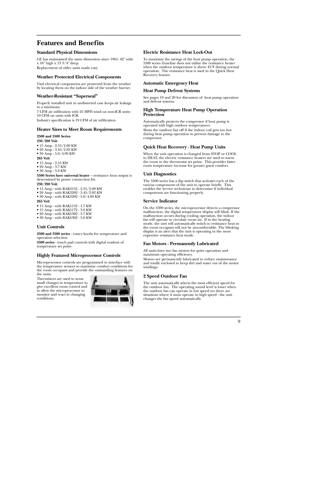 GE 5500 manual Features and Benefits 