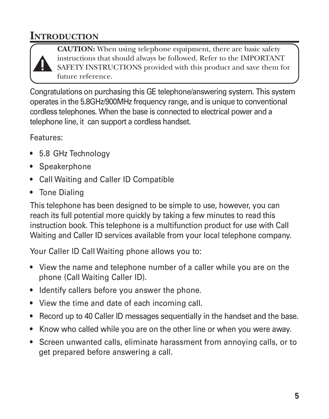 GE 55908580 manual Introduction 