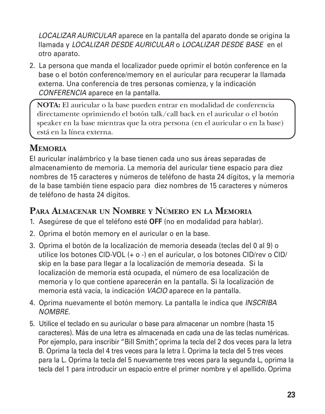 GE 55908580 manual Para Almacenar UN Nombre Y Número EN LA Memoria 