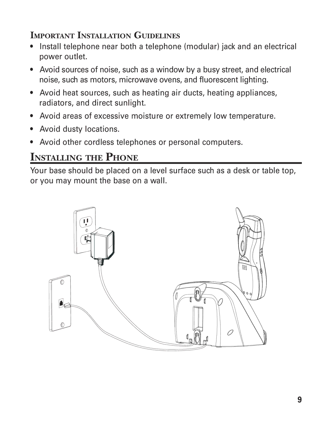 GE 55908580 manual Installing the Phone, Important Installation Guidelines 