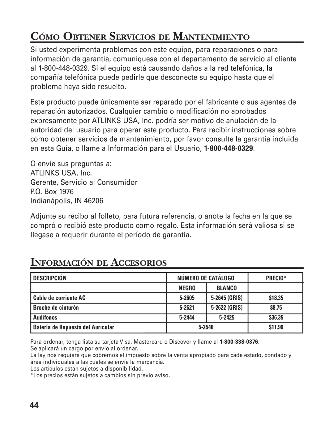 GE 55908580 manual Cómo Obtener Servicios DE Mantenimiento, Información DE Accesorios 