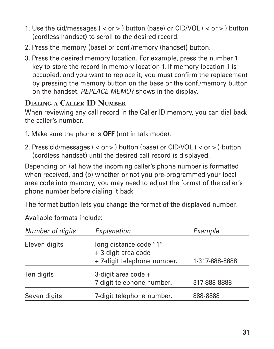 GE 55909320 manual Dialing a Caller ID Number 