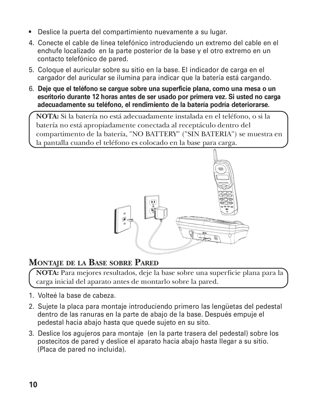 GE 55909320 manual Montaje DE LA Base Sobre Pared 