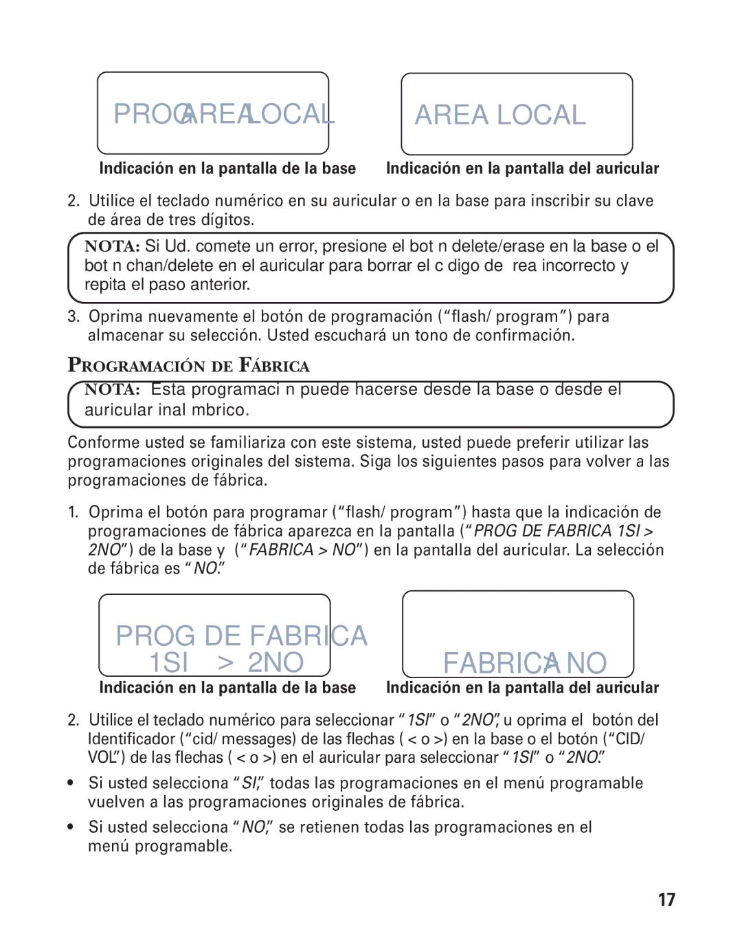 GE 55909320 manual Fabrica no, Programación DE Fábrica 