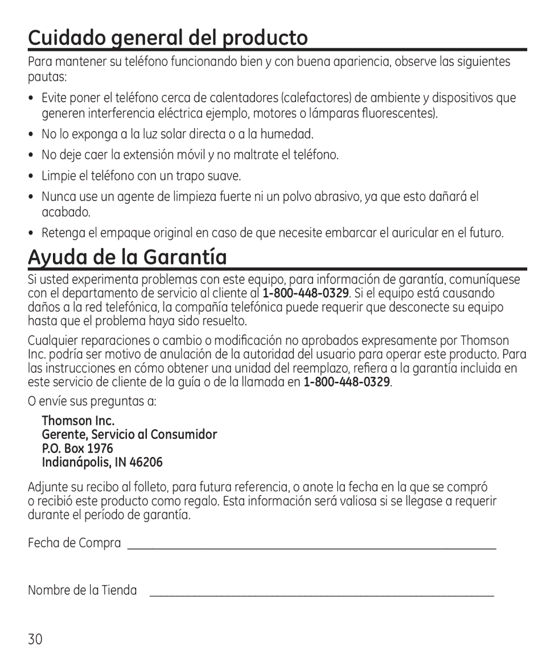 GE 55927740 manual Cuidado general del producto, Ayuda de la Garantía 