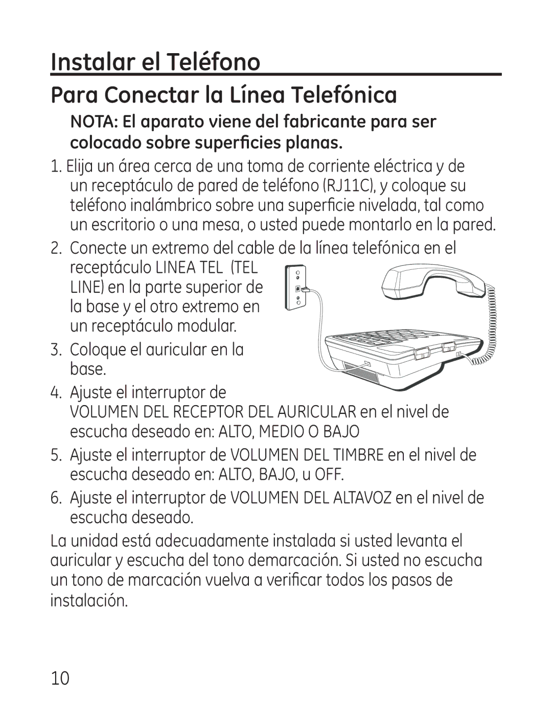 GE 568, 00018558 manual Instalar el Teléfono, Para Conectar la Línea Telefónica 