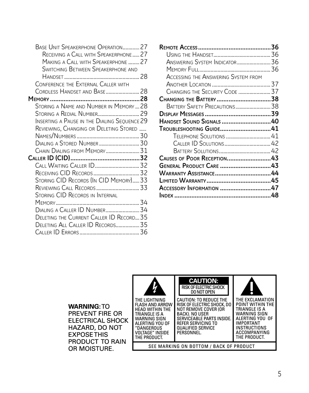 GE 0005467, 25983xx3, 25983xx2 manual Changing the Battery 