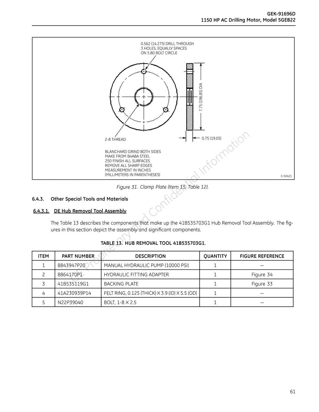 GE 5GEB22 manual B5511G1, N22P39040, 093 9P14, THICKX3.9IDX5.5OD, BOLT,1-8X2125 