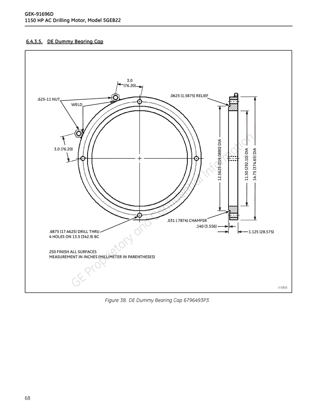 GE 5GEB22 manual DEDummyBearingCap6796493P3 