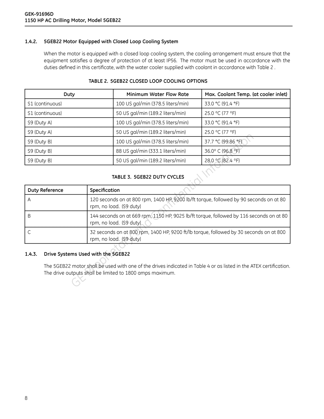 GE 5GEB22 manual GEK-91696D, 1892 25º77, 3331, 9200, DutyReference 