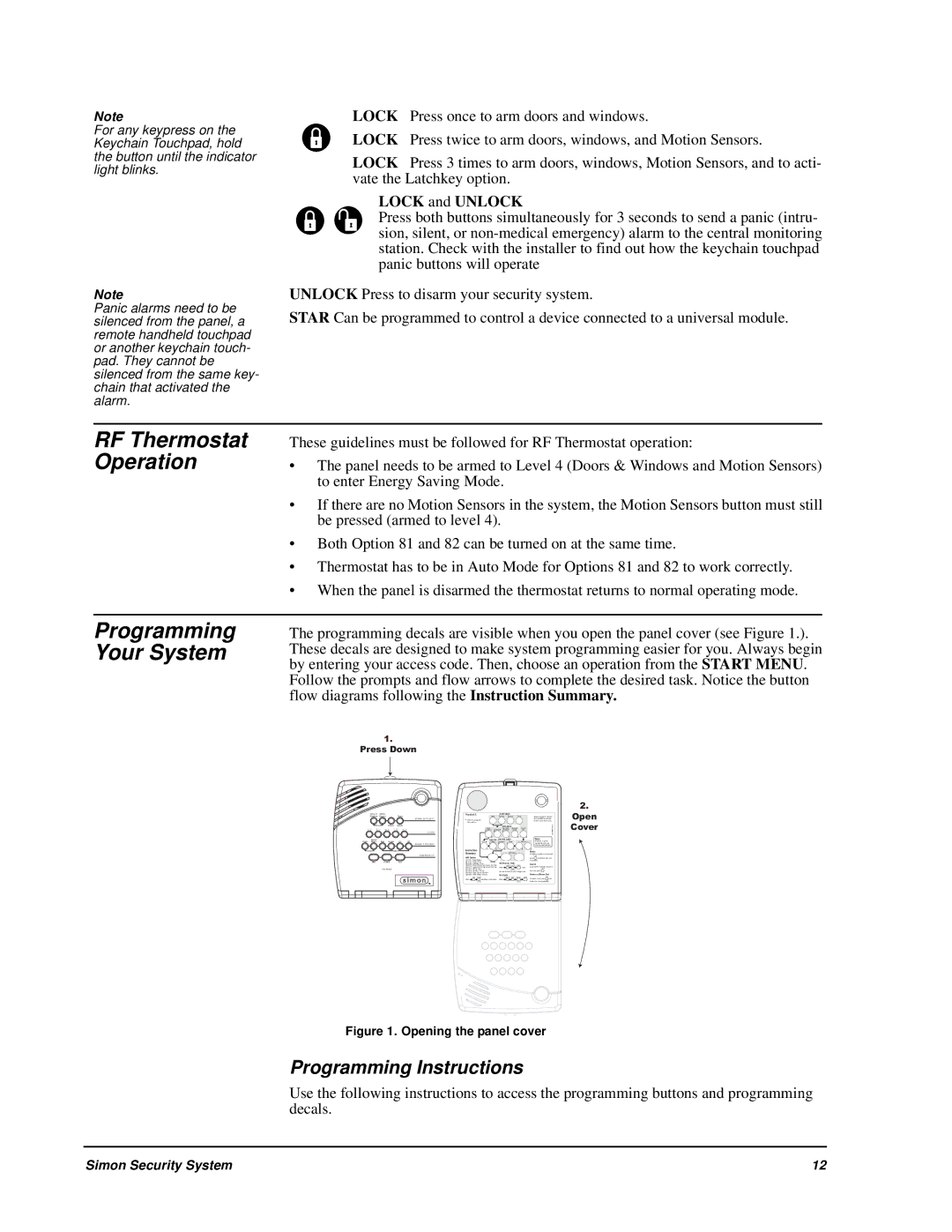 GE 60-875 manual RF Thermostat Operation, Programming Your System, Programming Instructions, Lock and Unlock 