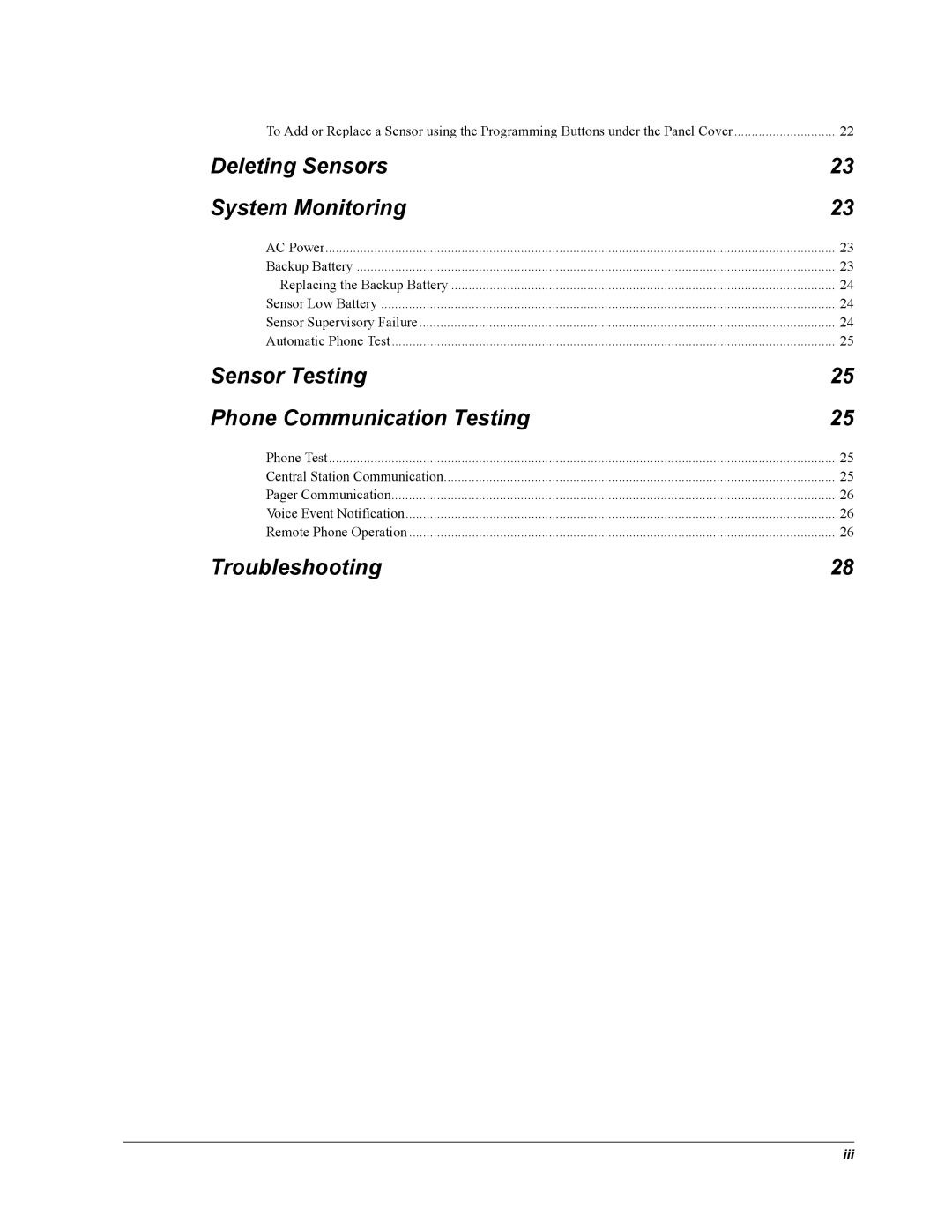 GE 60-883-95R Deleting Sensors System Monitoring, Sensor Testing Phone Communication Testing, Troubleshooting 