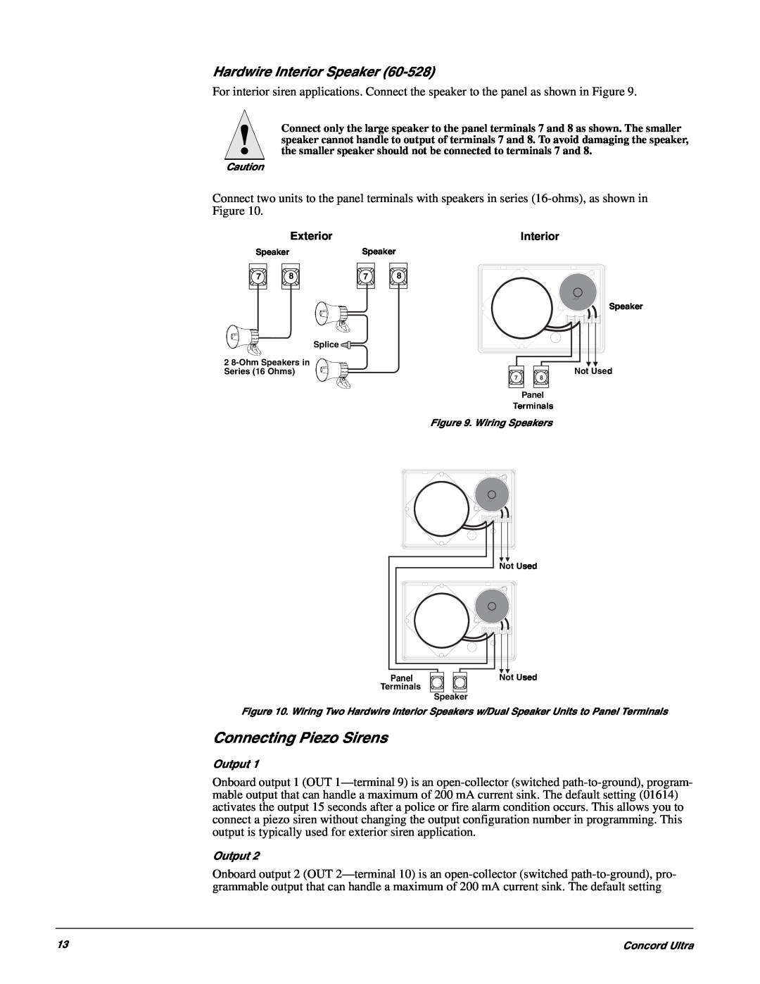 GE 60-960-95 installation instructions Connecting Piezo Sirens, Hardwire Interior Speaker 