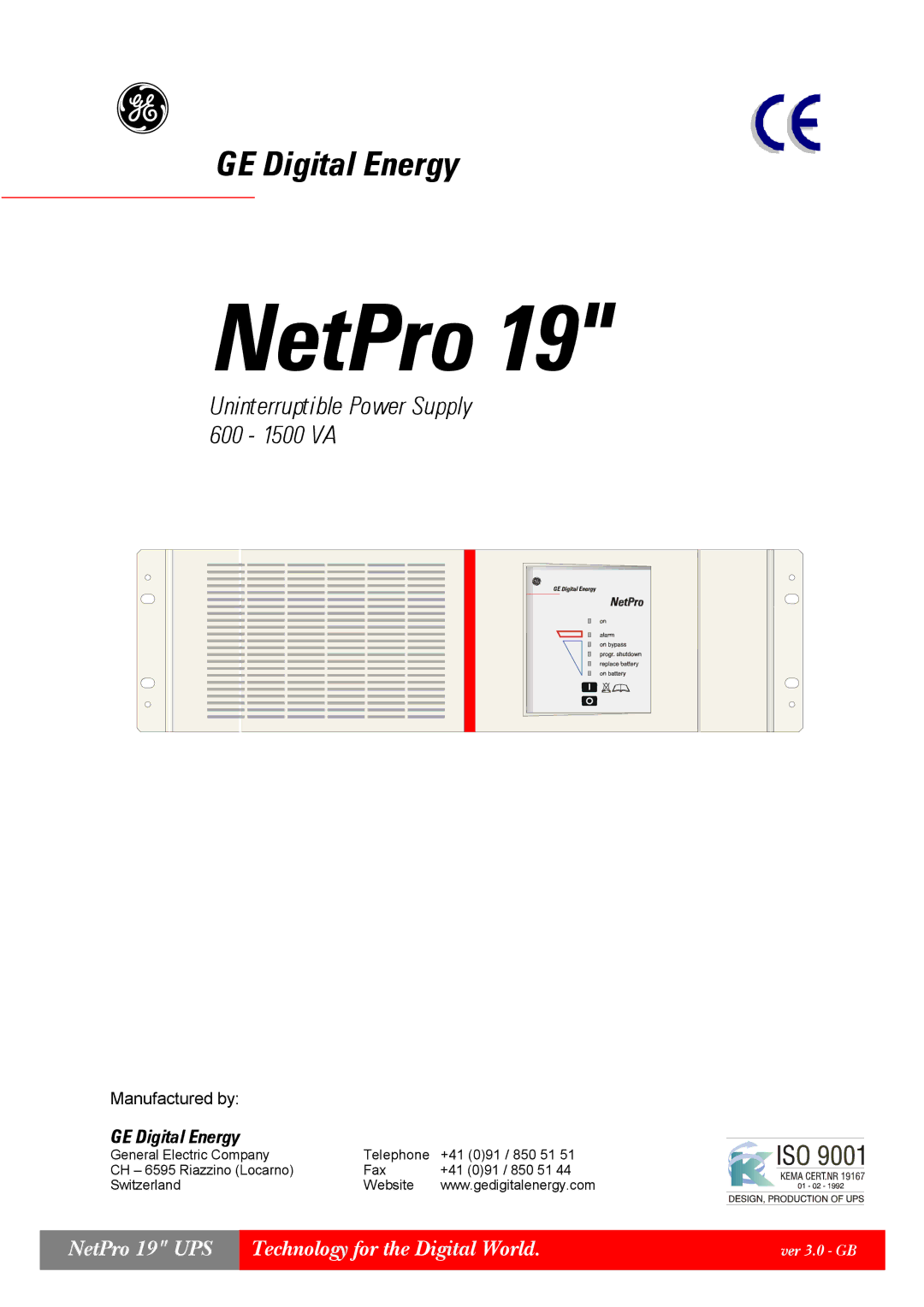 GE 600 - 1500 VA manual NetPro 