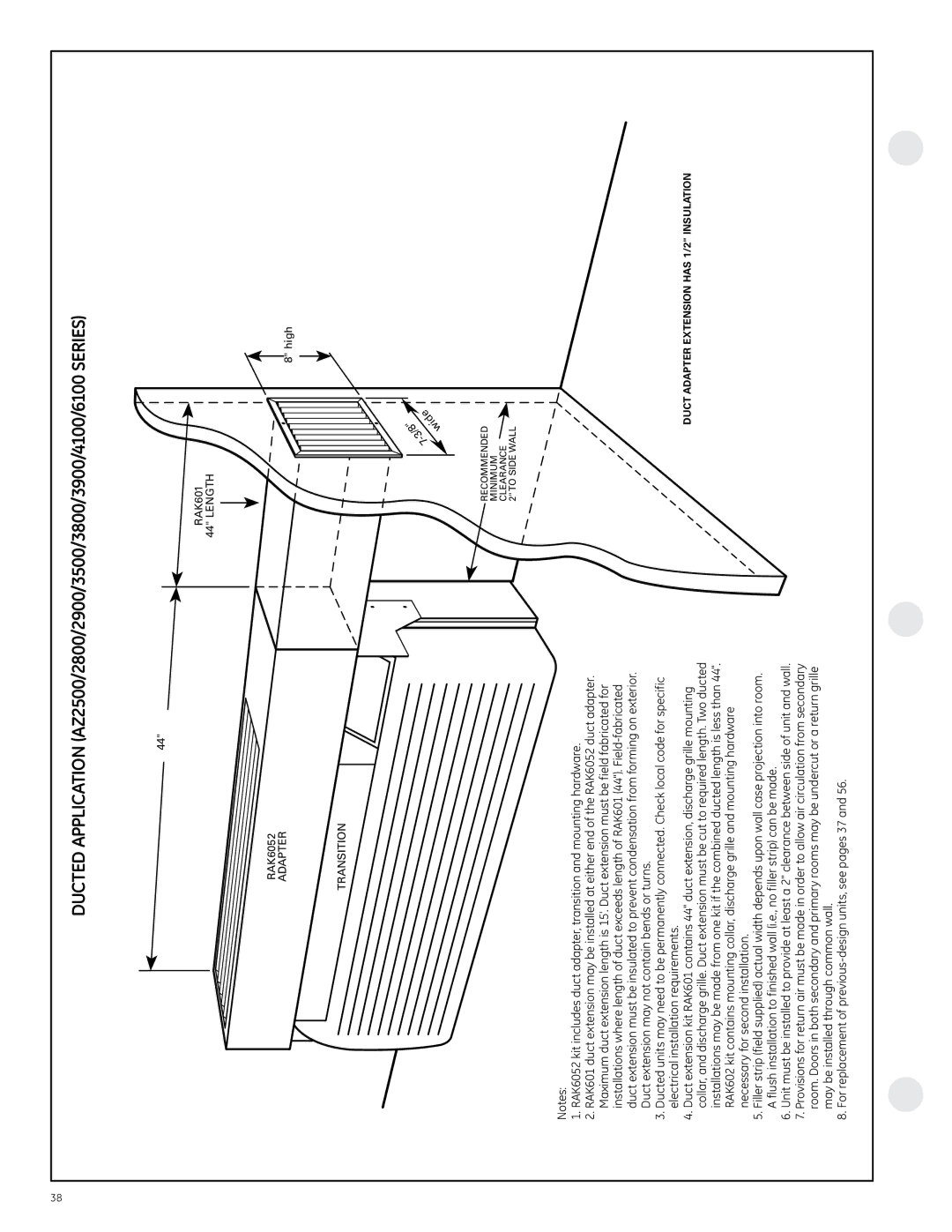 GE 6100, 4100 manual Duct Adapter Extension has 1/2 Insulation 