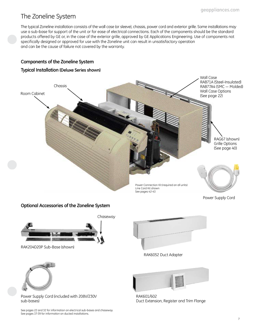 GE 4100, 6100 manual Optional Accessories of the Zoneline System 