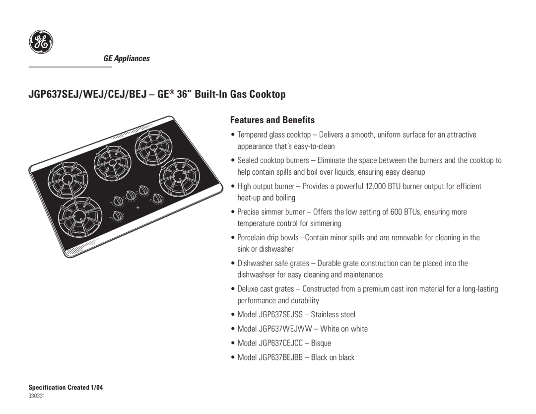 GE 6204 dimensions Features and Benefits 