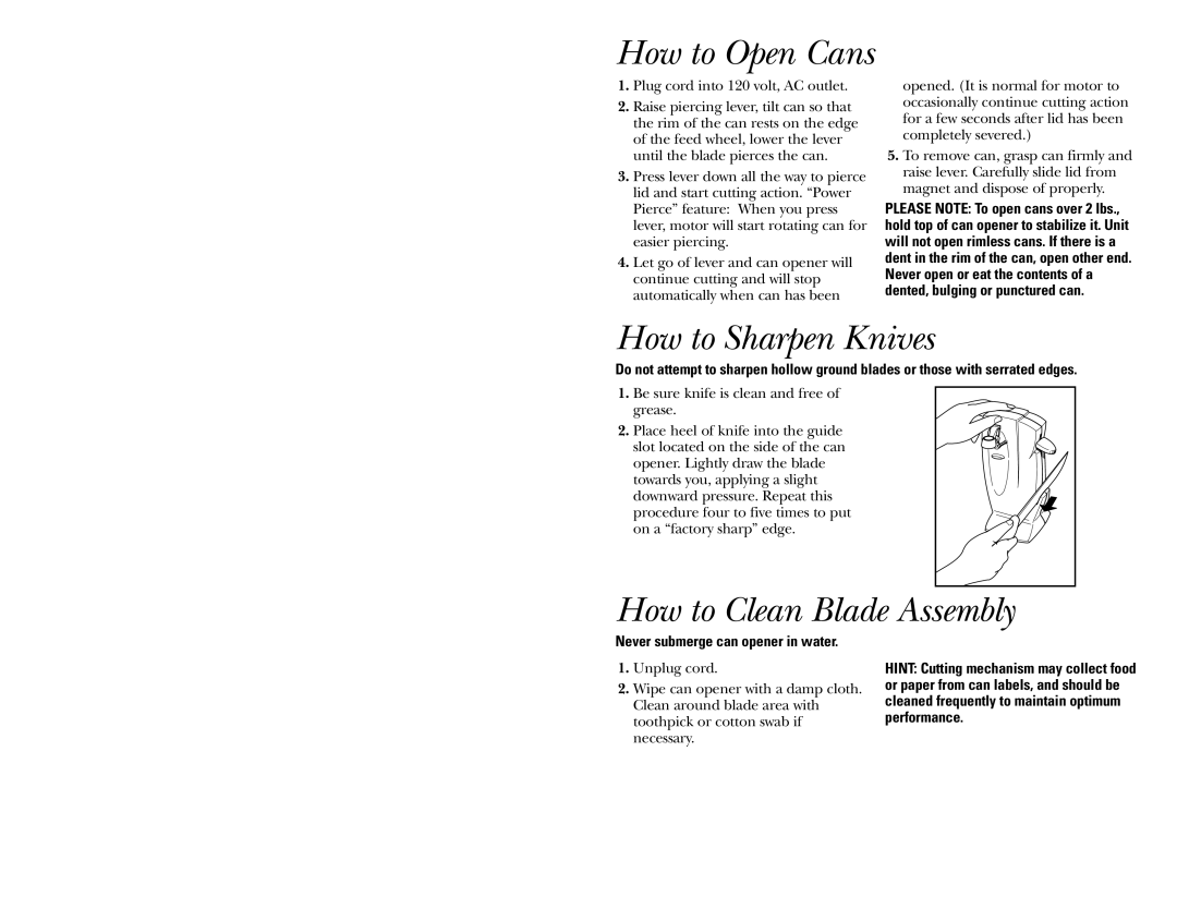 GE 681131066136, 681131066938, GE106613, GE106693 warranty How to Open Cans 