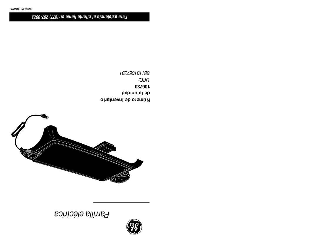 GE 681131067331 manual Eléctrica Parrilla 