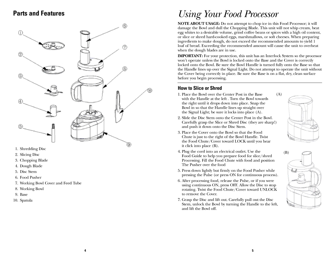 GE 681131689564 warranty Using Your Food Processor, How to Slice or Shred 