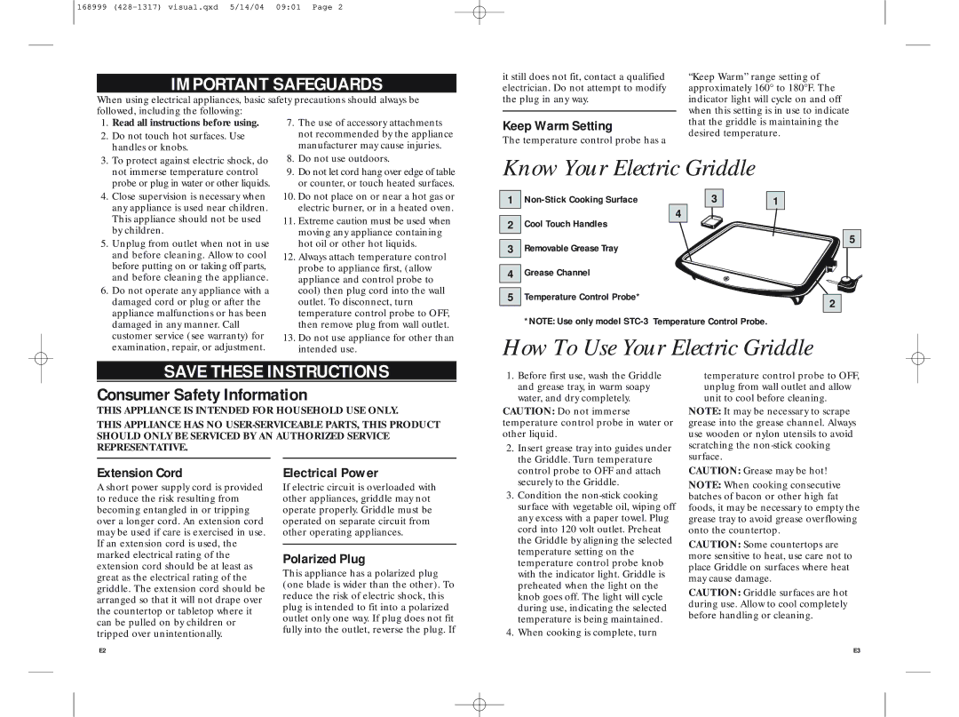 GE 681131689991 manual Know Your Electric Griddle, How To Use Your Electric Griddle, Important Safeguards 