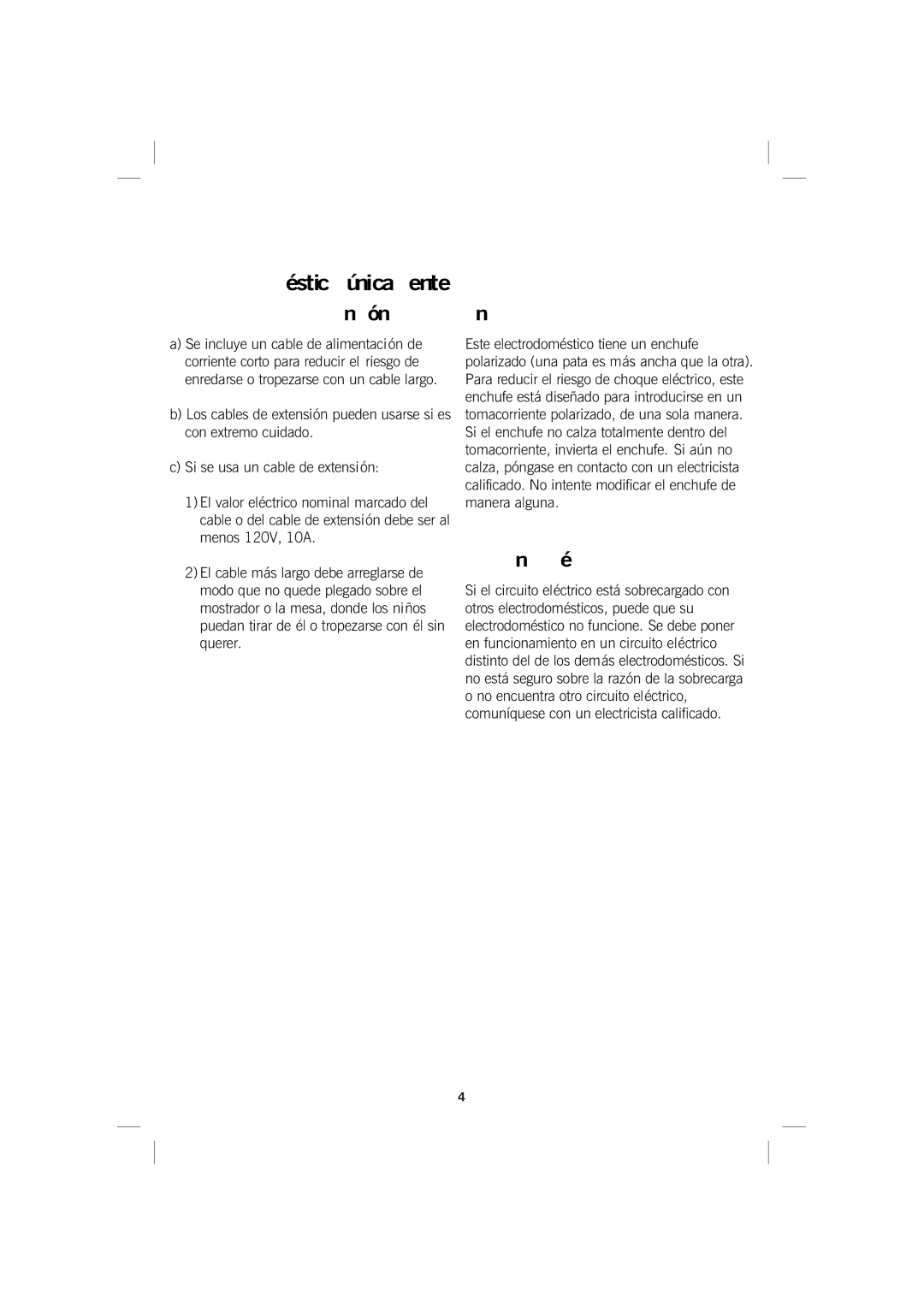 GE 681131690157 manual Para uso doméstico únicamente 