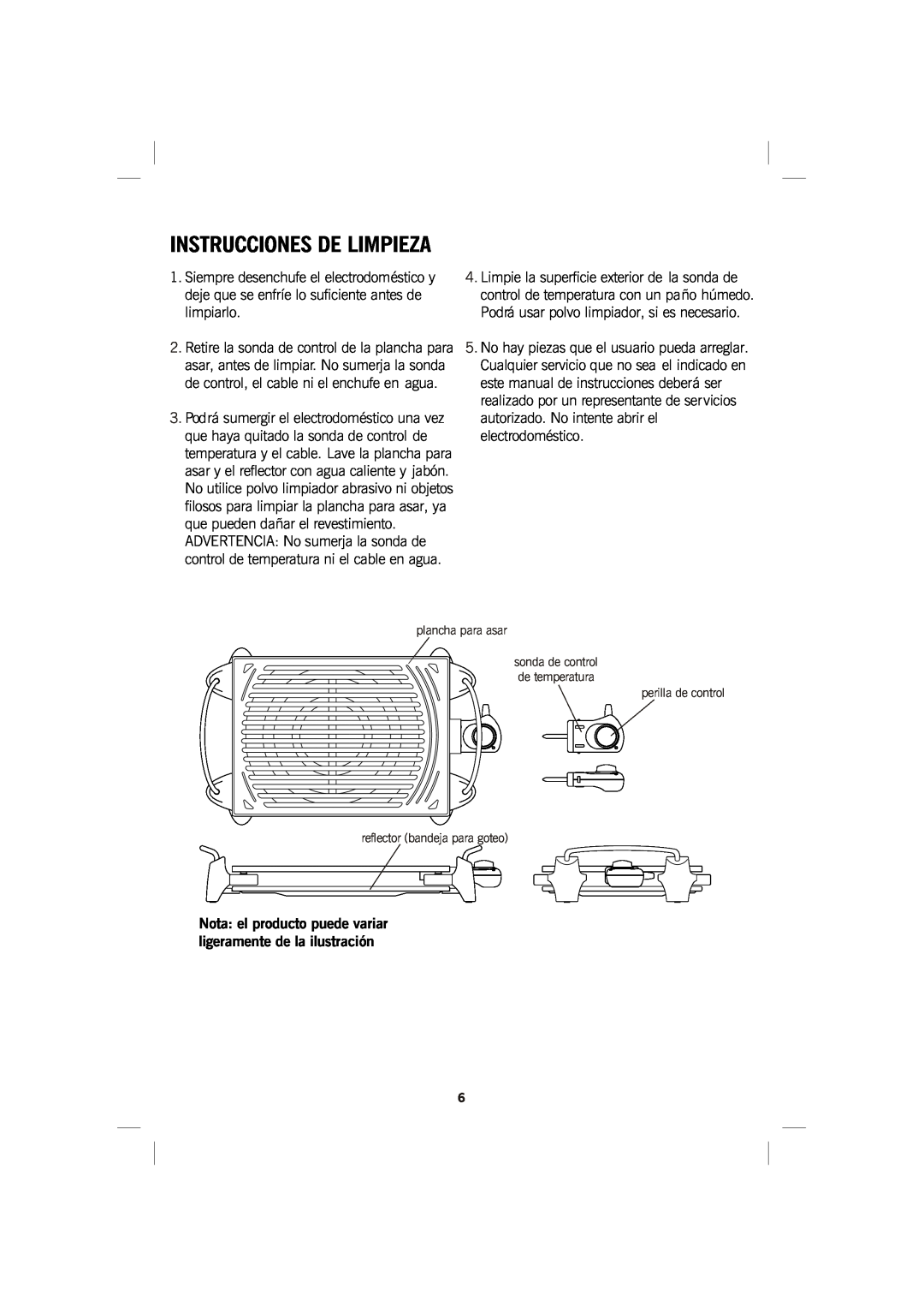 GE 681131690157 manual Instrucciones De Limpieza, Nota el producto puede variar ligeramente de la ilustración 