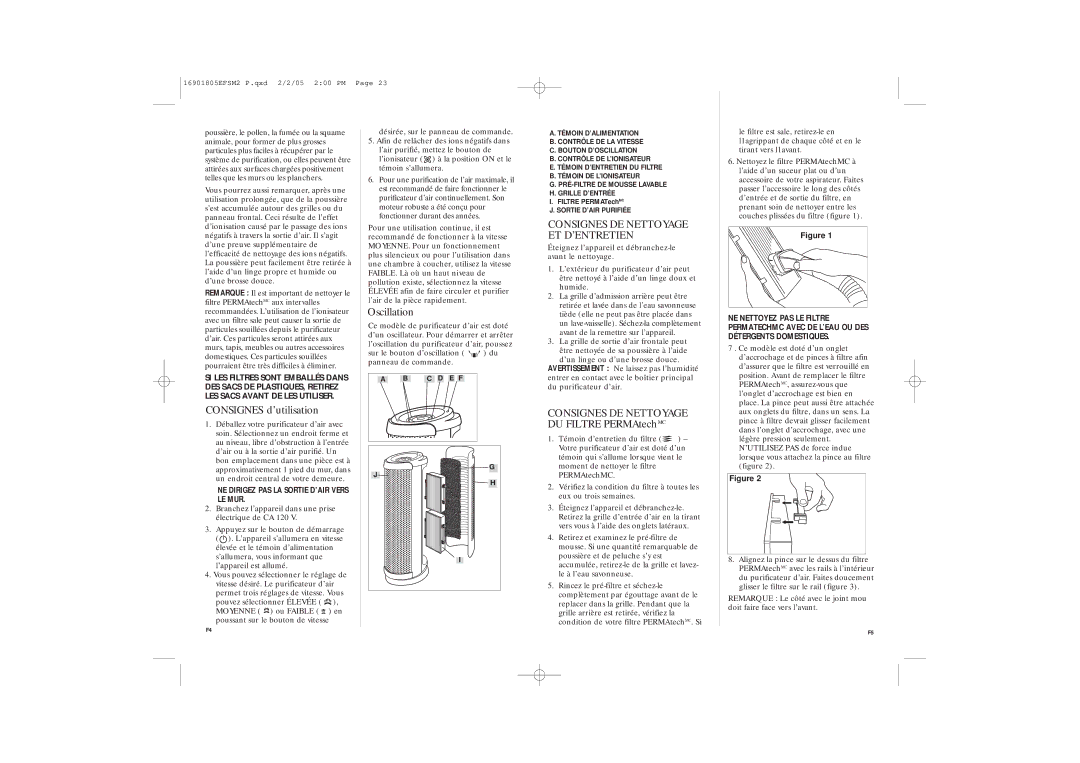 GE 681131690188 manual Consignes d’utilisation, Oscillation, Consignes DE Nettoyage ET D’ENTRETIEN 