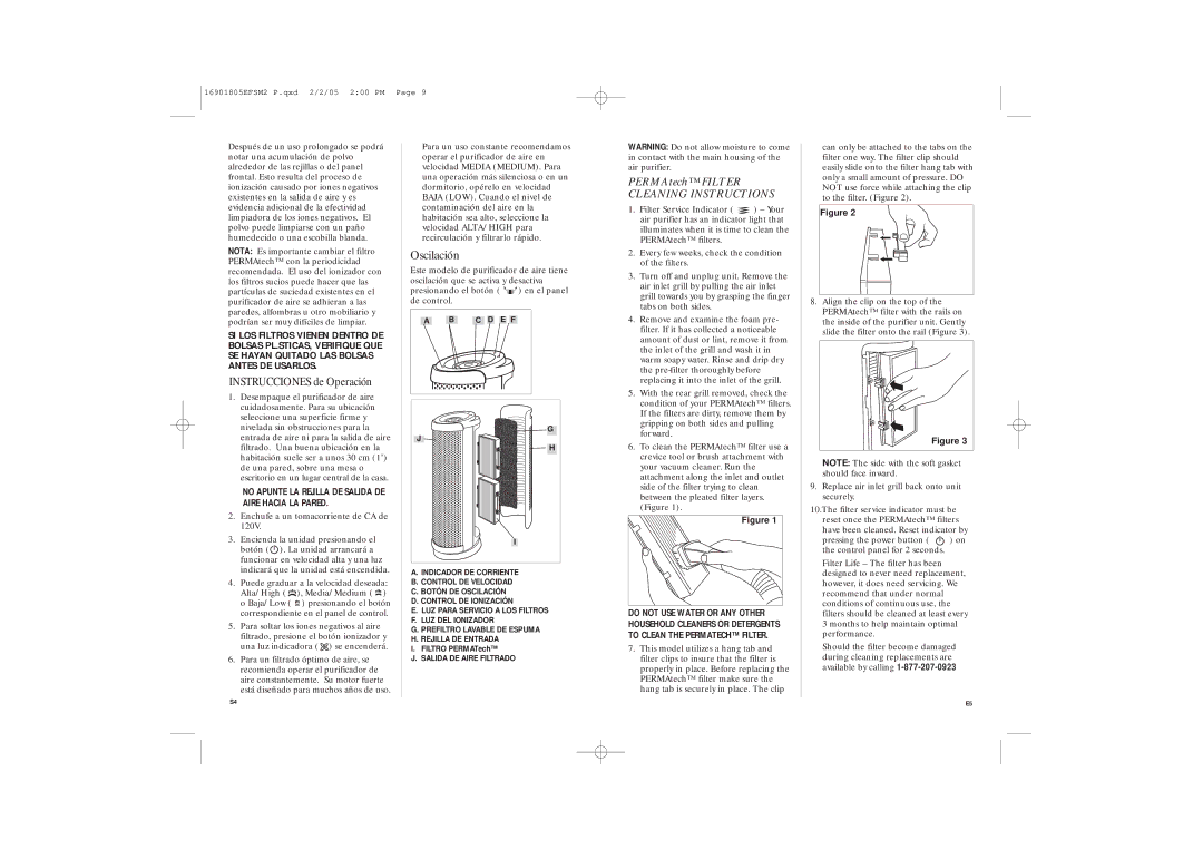 GE 681131690188 manual Oscilación, PERMAtech Filter Cleaning Instructions 