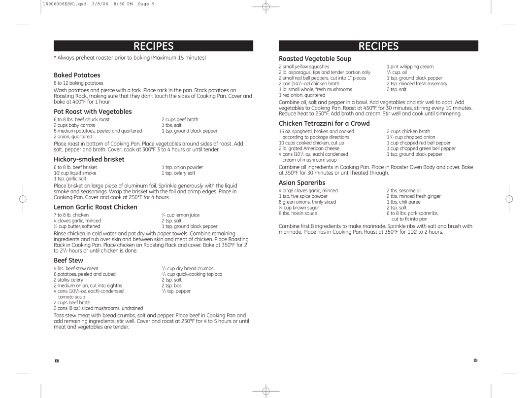 GE 681131690607 warranty Recipes, Baked Potatoes 