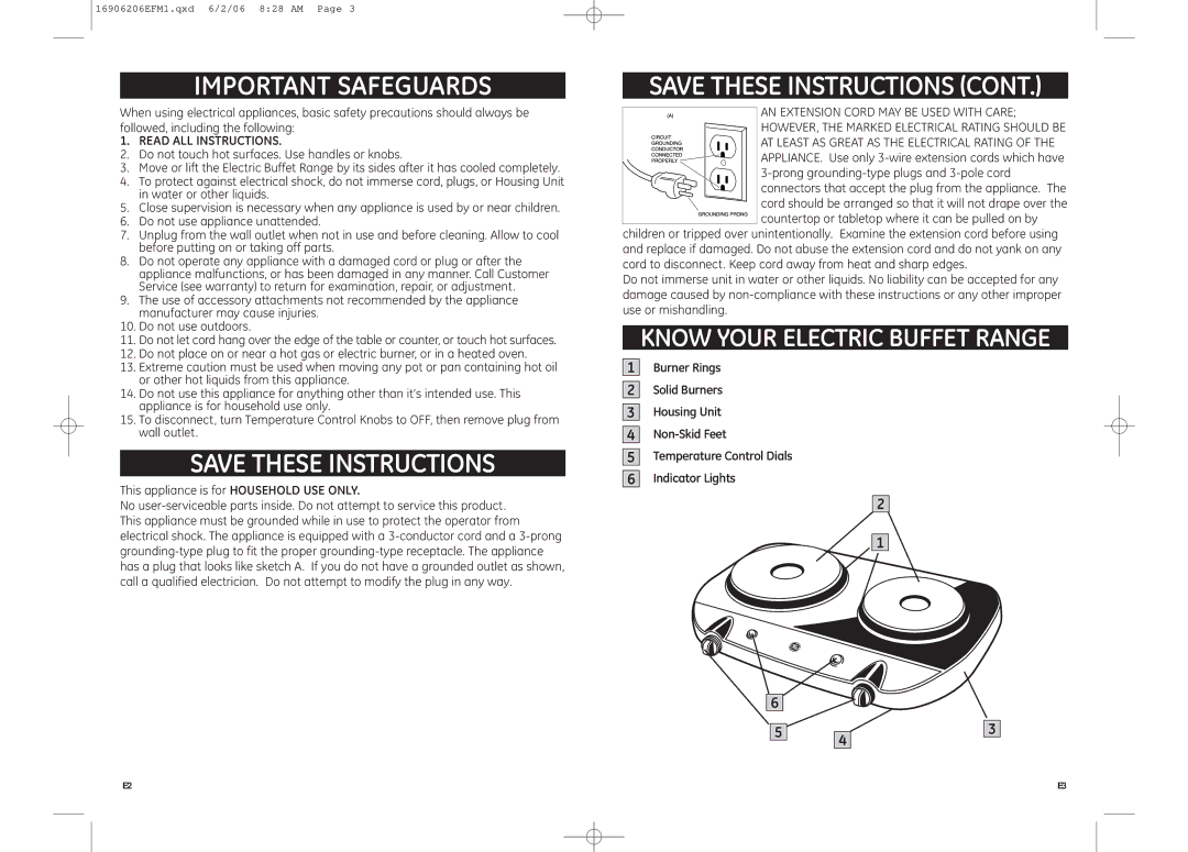 GE 681131690621 warranty Know Your Electric Buffet Range, AT Least AS Great AS the Electrical Rating 