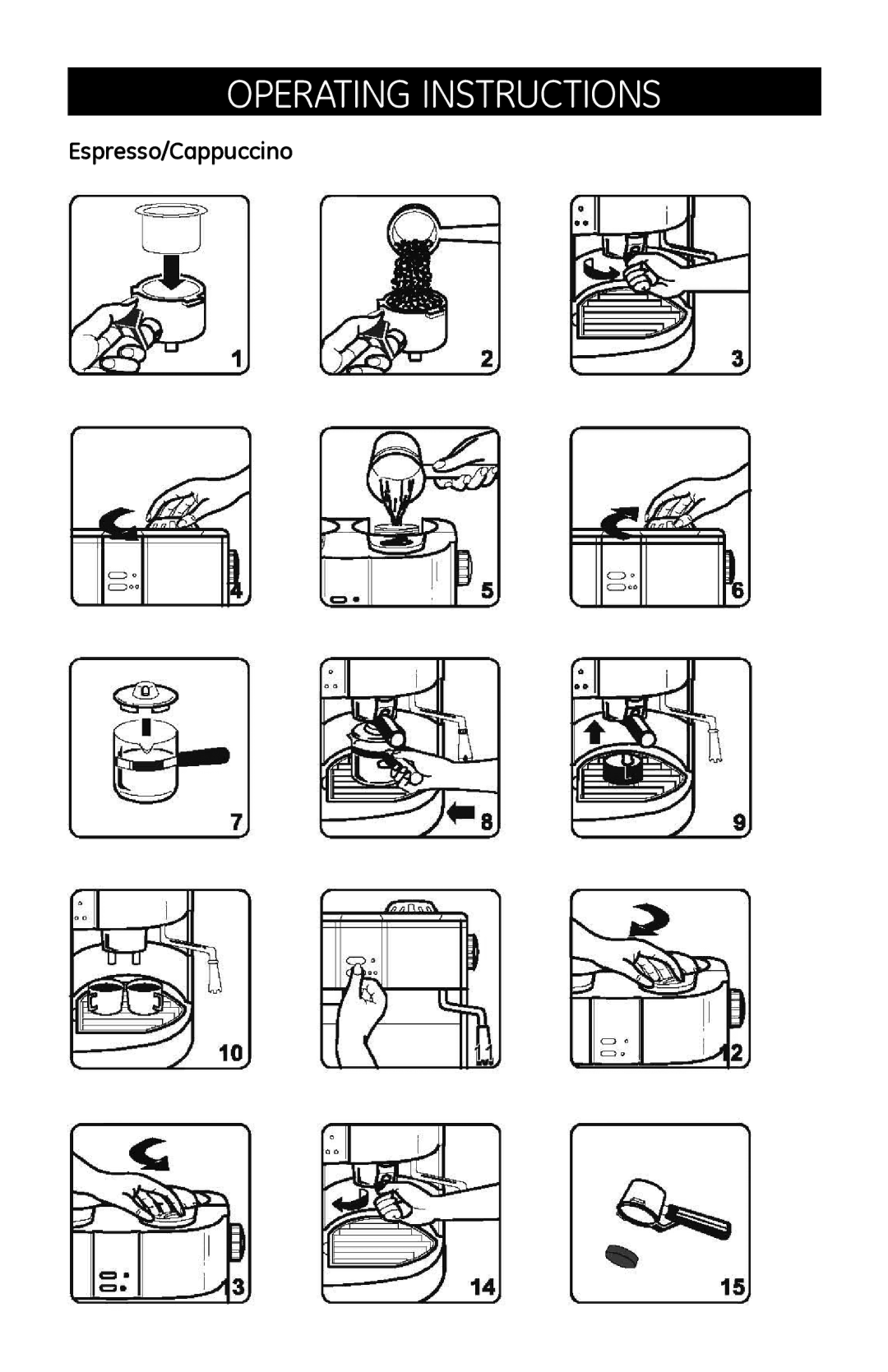 GE 681131690690 manual Operating instructions, Espresso/Cappuccino 