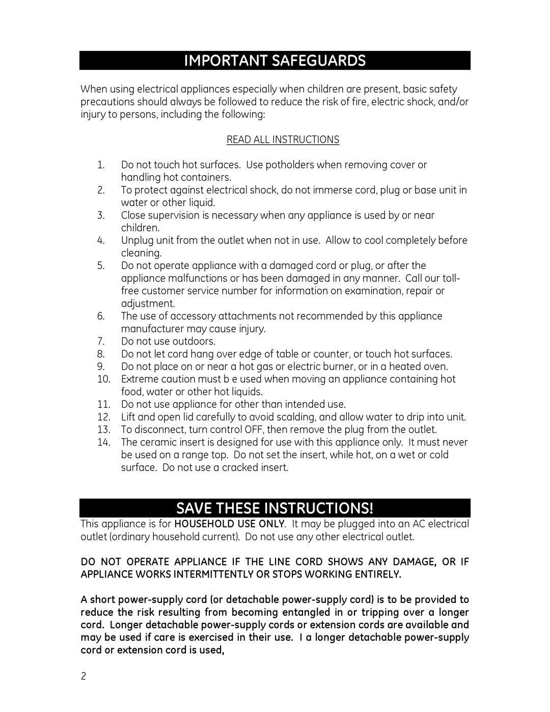 GE 681131690850, 681131690843 manual Important Safeguards, Read ALL Instructions 