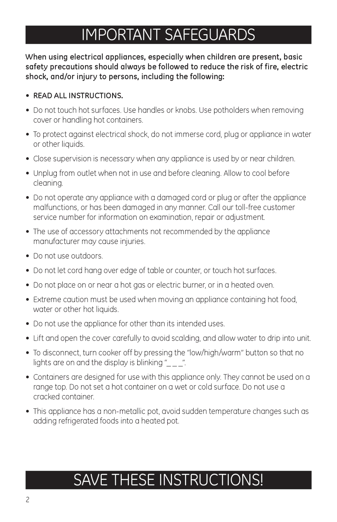 GE 681131690881 manual Important Safeguards, Read ALL Instructions 