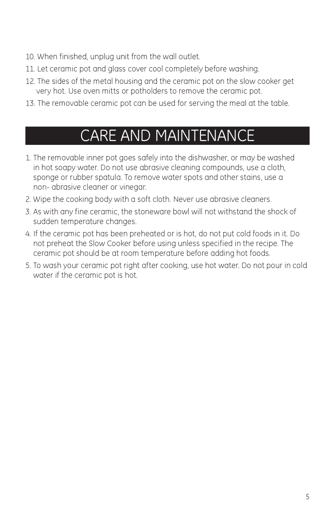 GE 681131690881 manual Care and Maintenance 