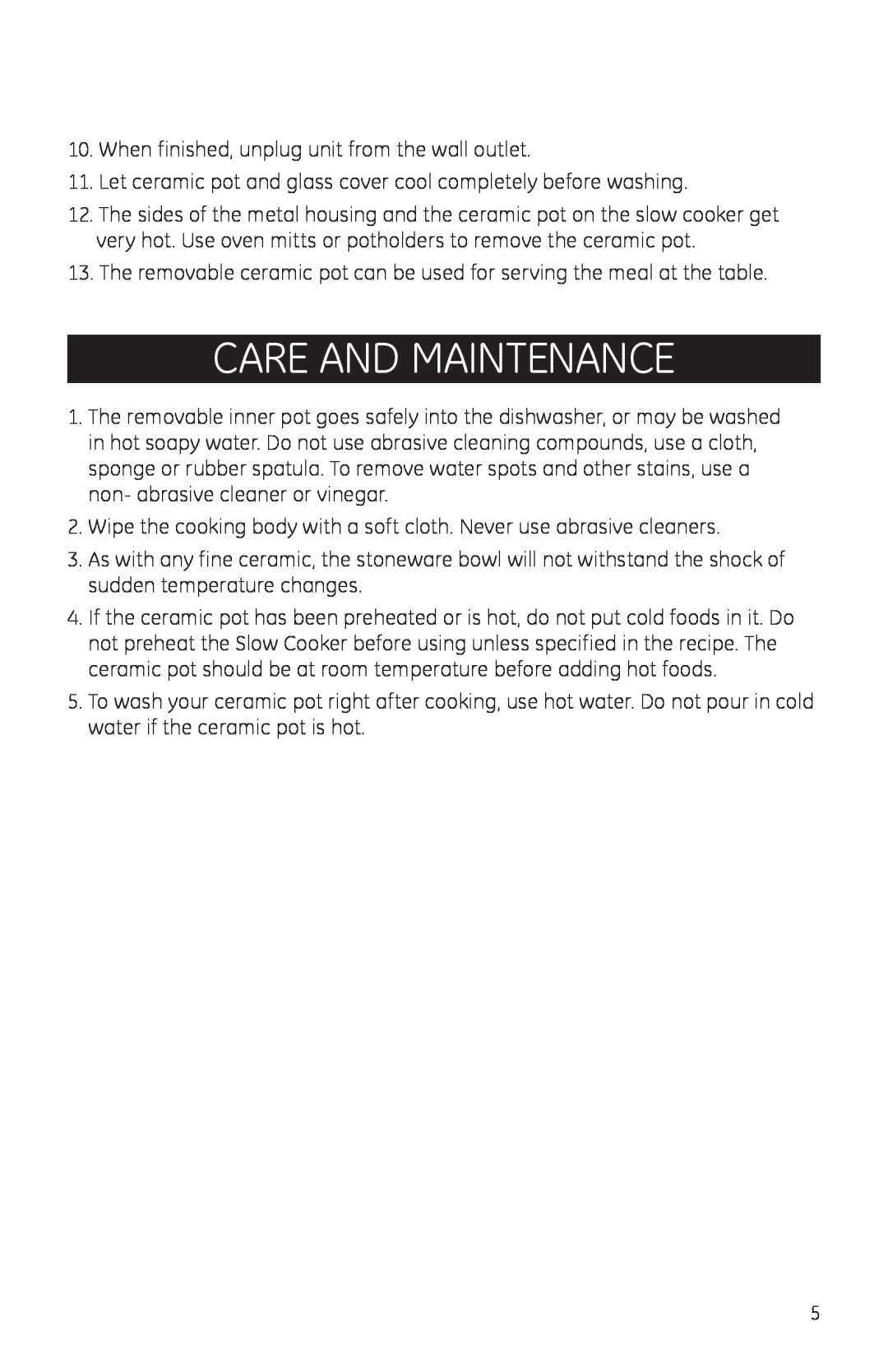 GE 681131690881 manual Care And Maintenance 