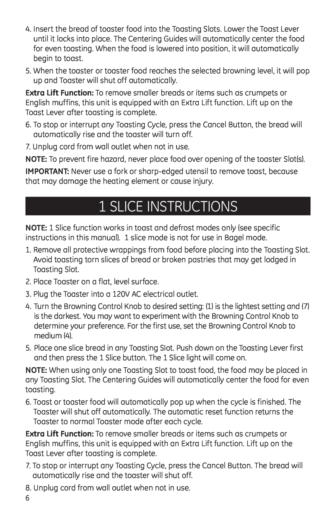 GE 681131690966 manual slice instructions 