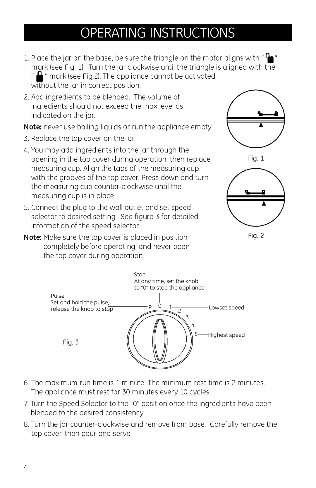 GE 681131690997 manual Operating Instructions 