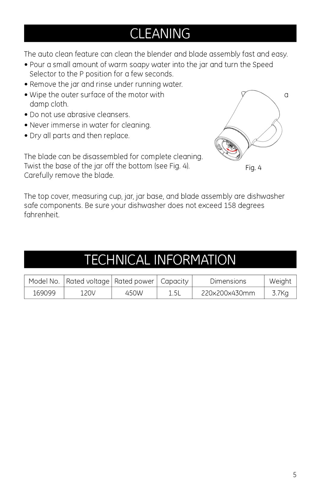 GE 681131690997 manual Cleaning, Technical information 