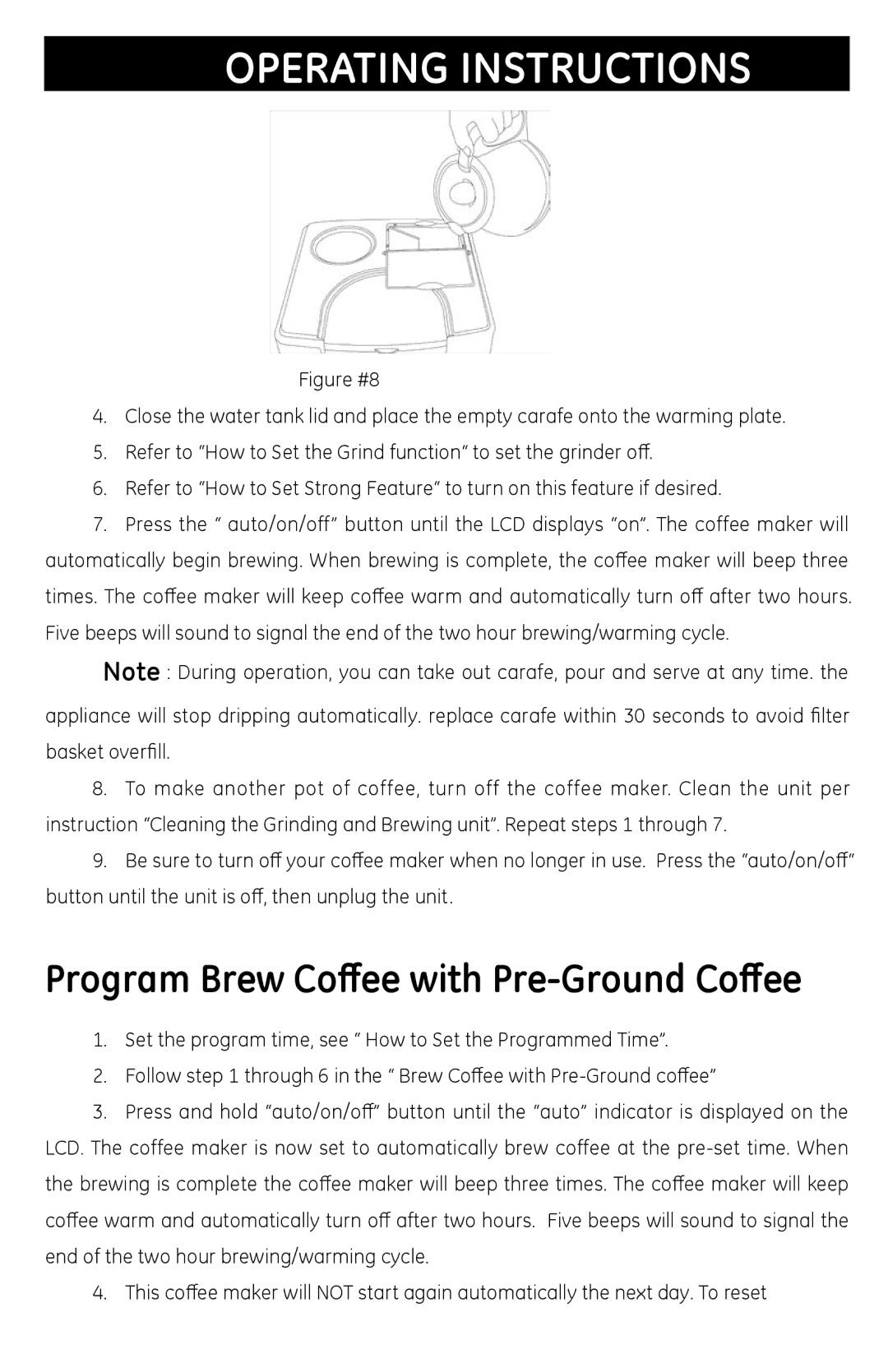 GE 681131691031 manual Program Brew Coffee with Pre-Ground Coffee 